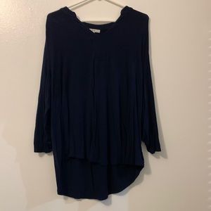 Nouvida navy blue 1X v neck blouse shirt